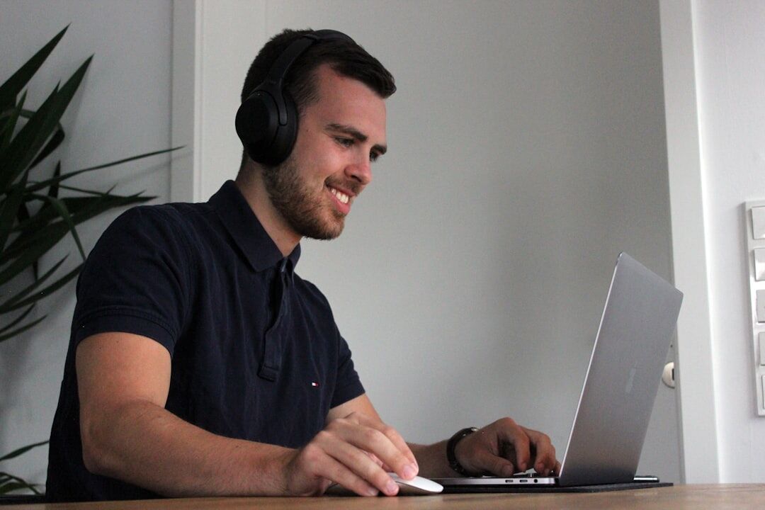 Person on a video call language lesson with laptop